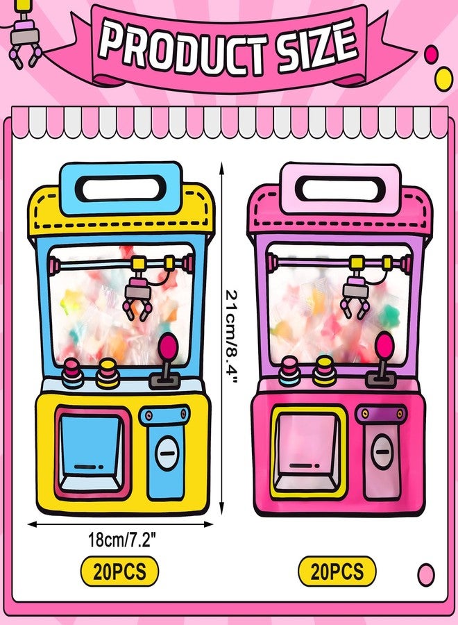 Yeyeplum 40 Pcs Cartoon Goodie Bags for Kids Candy Snack Treat Party Favor Bags Bulk Birthday Plastic Clear Gift Handbag with Handle for Classroom Back to School Supplies (7.2 x 8.4 Inch,Game Style) - Image 5